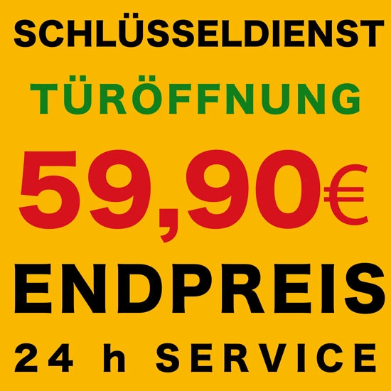 Schluesseldienst Hannover Bild mit Preisangabe für Türöffnung: 59,90 €. Festpreis.