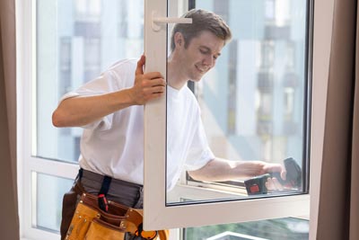 Monteur montiert eine Fenstersicherung gegen Einbruch – Schlüsseldienst Hannover Südstadt